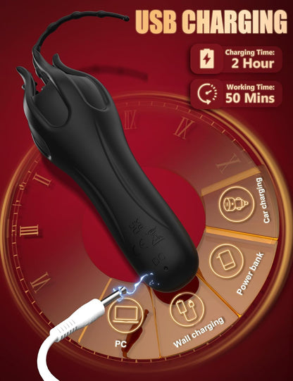 360° Wrapped Penis Trainer Vibrator Urethral Plug Dilators with 10 Vibration Modes