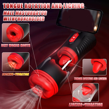 Automatic Masturbator Sex Machine Penis Trainer with 9 Vibrating & Sucking & Licking