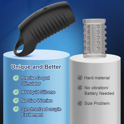 App-Controlled Penis Sleeve Cock Ring Extension Vibrator with 10 Vibration Modes
