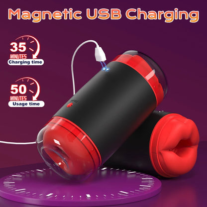Electric Blowjob Pocket Pussy Masturbator with 9 Vibrations & Pressure Modes