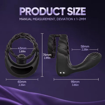 3 IN 1 Cock Ring Penis Trainer Vibrator Testicle Stimulator with 10 Vibration Modes