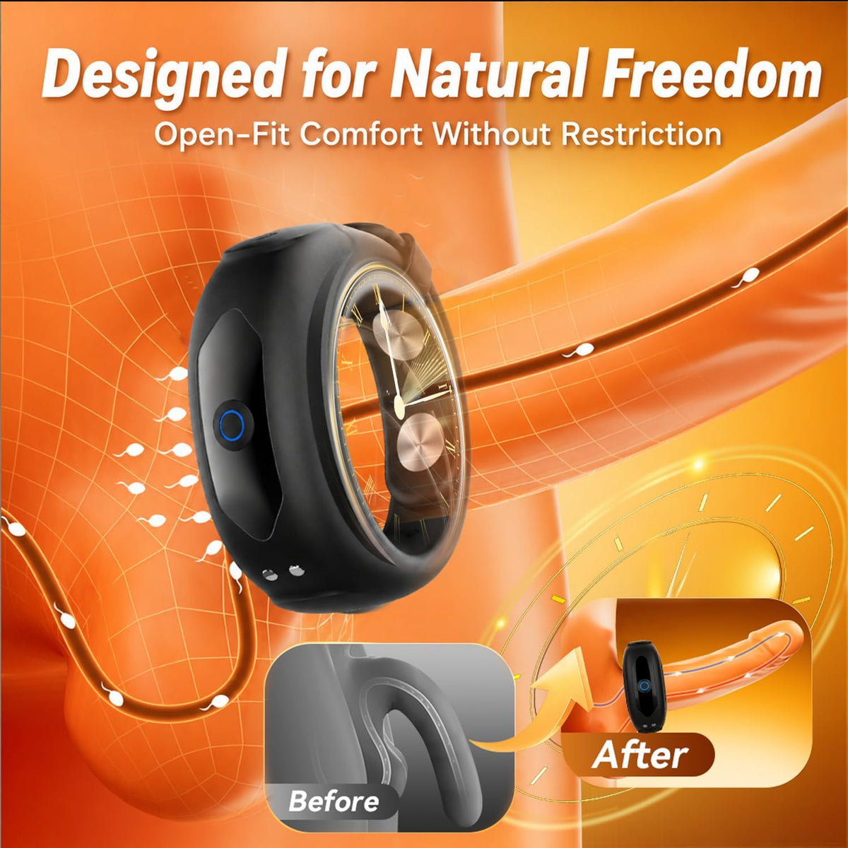 Universal Penis Trainer Vibrator Cock Ring Enlargement with 10 Vibration Modes