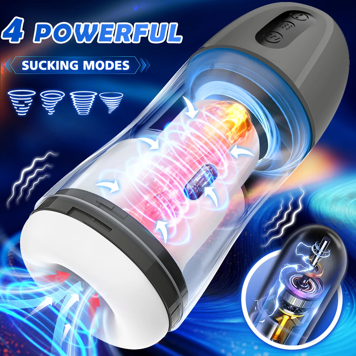 Automatic Masturbator Penis Stroker with 12 Vibrating & 4 Sucking Modes
