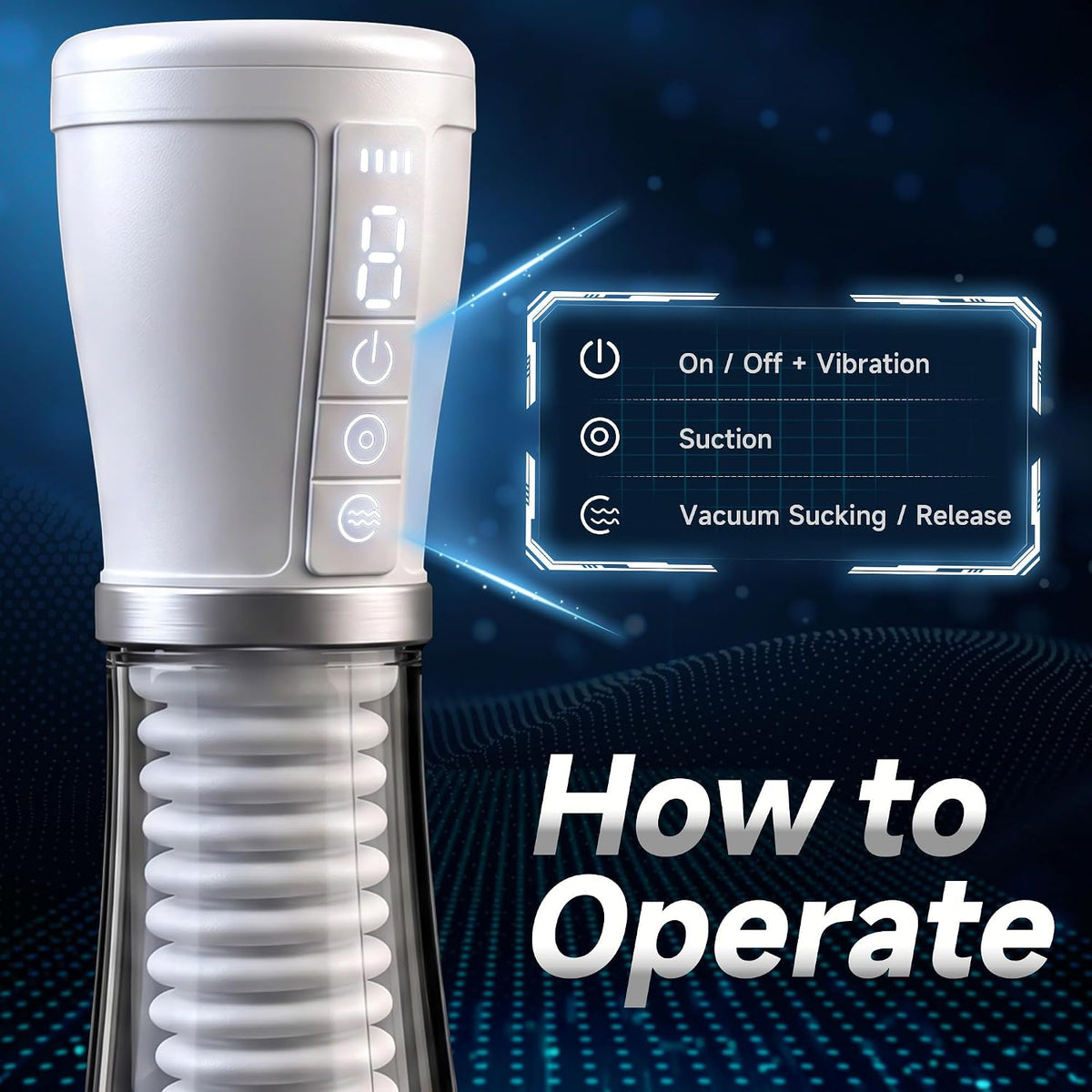 Digital Display Automatic Masturbator Penis Pump Stroker with 5 Suction + 9 Vibration