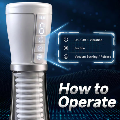 Digital Display Automatic Masturbator Penis Pump Stroker with 5 Suction + 9 Vibration