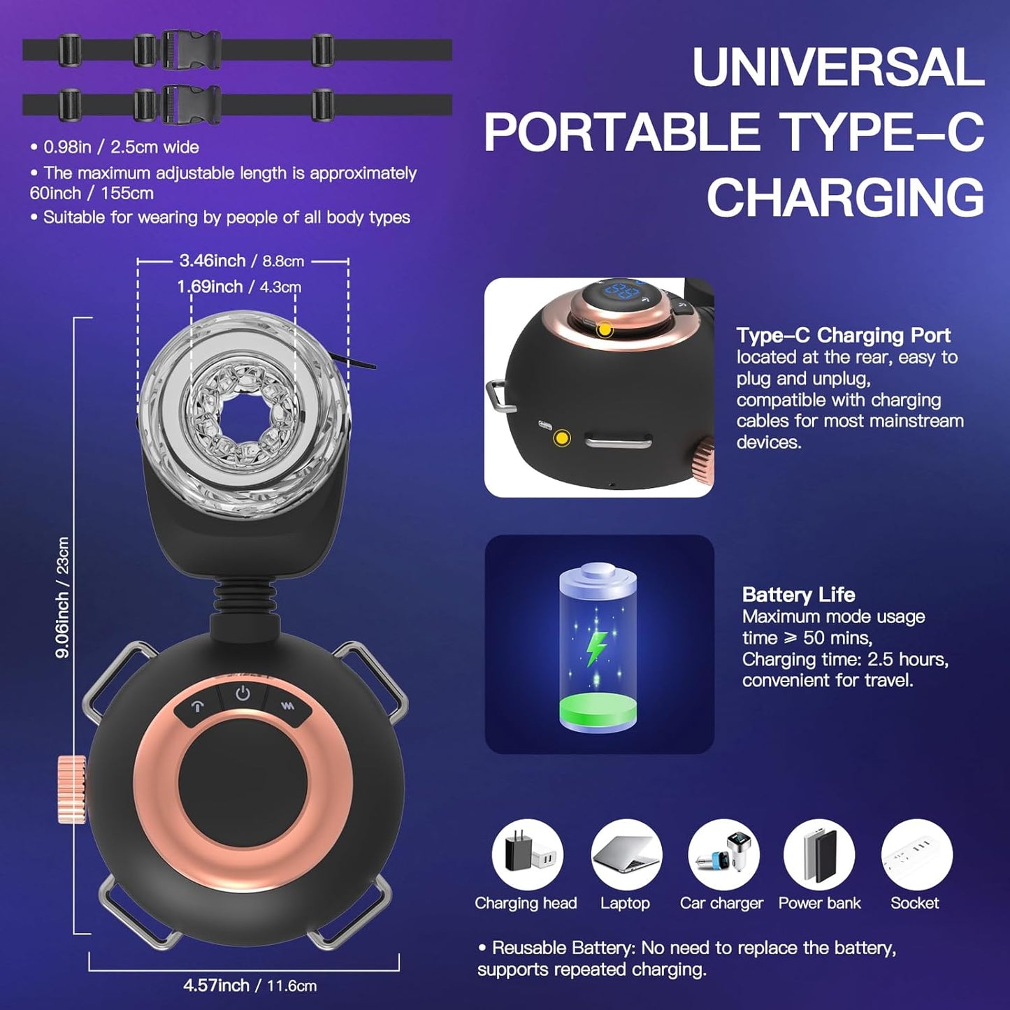 Strap-On Masturbator Sex Machine Stroker with 9 Vibrating & Swinging & Thrusting Modes