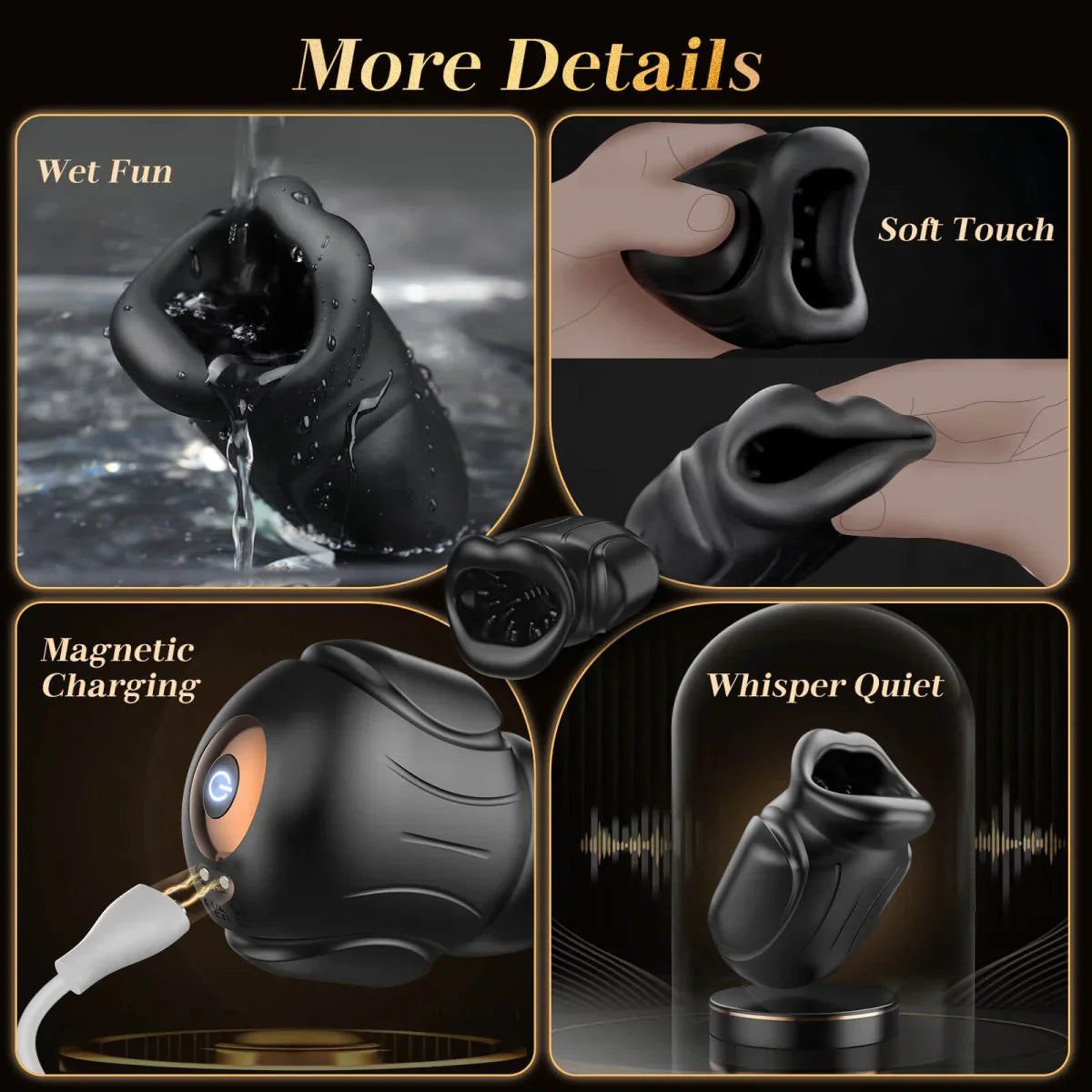 Mouth Blowjob Stroker Penis Trainer Masturbator with 10 Vibrating Modes