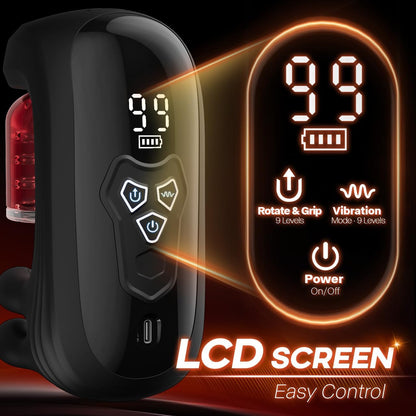 3 IN 1 Penis Trainer Glans Vibrator Stroker Blowjob with 9 Rotation and Vibration Modes