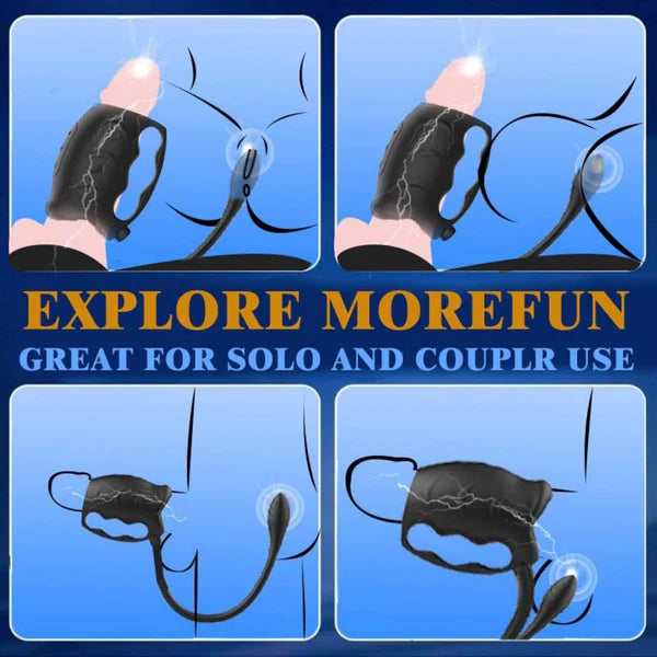 3 IN 1 Penis Trainer Vibrator Stroker Masturbator with 10 Vibration Modes & Anal Plug