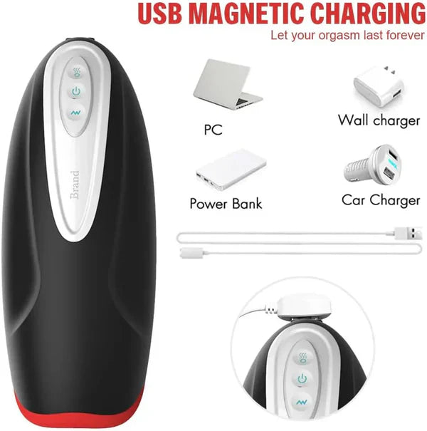 Electric Masturbator Stroker Blowjob Penis Trainer with 10 Vibration & Heating Modes