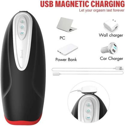 Electric Masturbator Stroker Blowjob Penis Trainer with 10 Vibration & Heating Modes