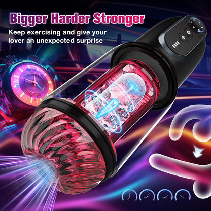 CVT Automatic Masturbator Sex Machine Pump Enlargers with Thrusting Roating Sucking Licking