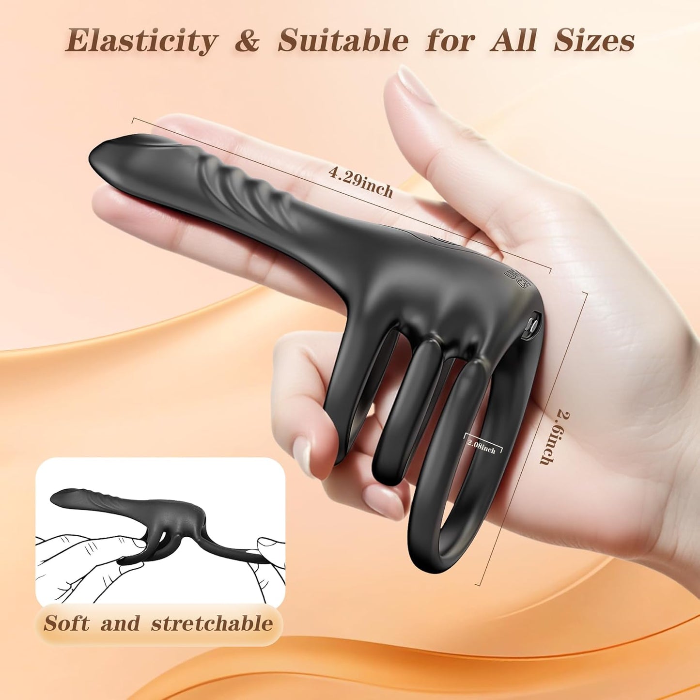 Finger Penis Trainer Vibrator Cock Ring Clitoral Stimulator with 3 Rings & 9 Vibration Modes
