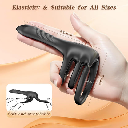 Finger Penis Trainer Vibrator Cock Ring Clitoral Stimulator with 3 Rings & 9 Vibration Modes
