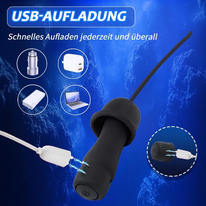 Urethral Vibrator Dilator Penis Trainer Plug Stimulator with 16 Vibration Modes