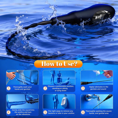 Penis Plug Vibrator Urethra Sound Rod Prostate Stimulator with 9 Vibration Modes