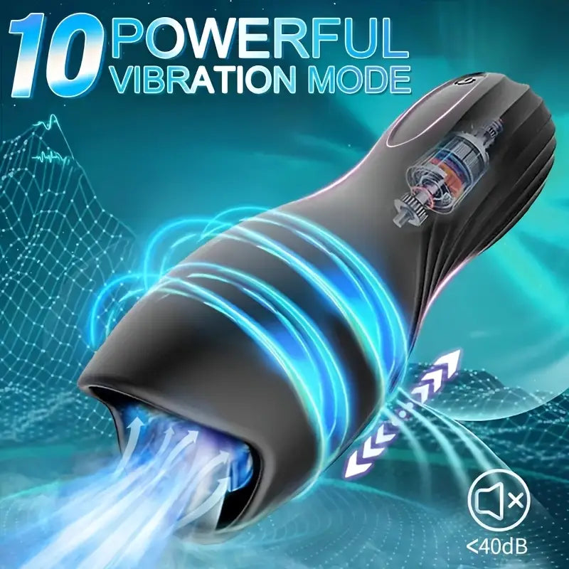 Penis Vibrator Glans Trainer Masturbator with 10 Vibrating & 5 Tongue Licking Modes
