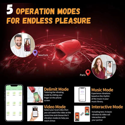 App Control Penis Stroker Trainer Blowjob Masturbator Sex Machine with 9 Vibration Modes