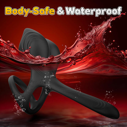 Dual Penis Ring Male Delay Erection Rose Clitoral Stimulator G Spot Vibrator with 10 Modes