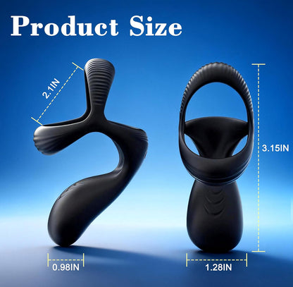 Triple-Ring Cock Ring Vibrator Stimulator with 10 Vibrations Modes