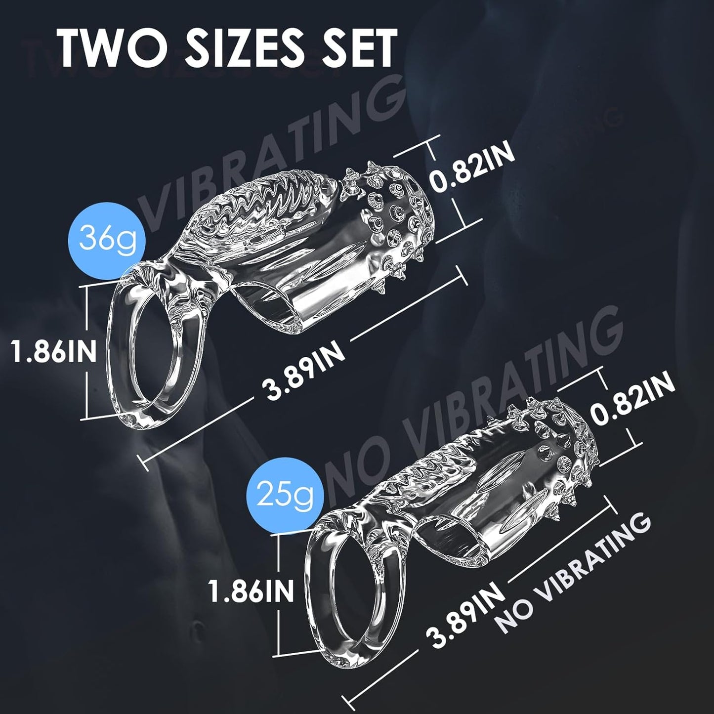 Transparent Penis Sleeve Vibrator Cock Ring Enlargement with 10 Vibration Modes