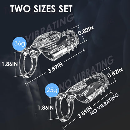 Transparent Penis Sleeve Vibrator Cock Ring Enlargement with 10 Vibration Modes