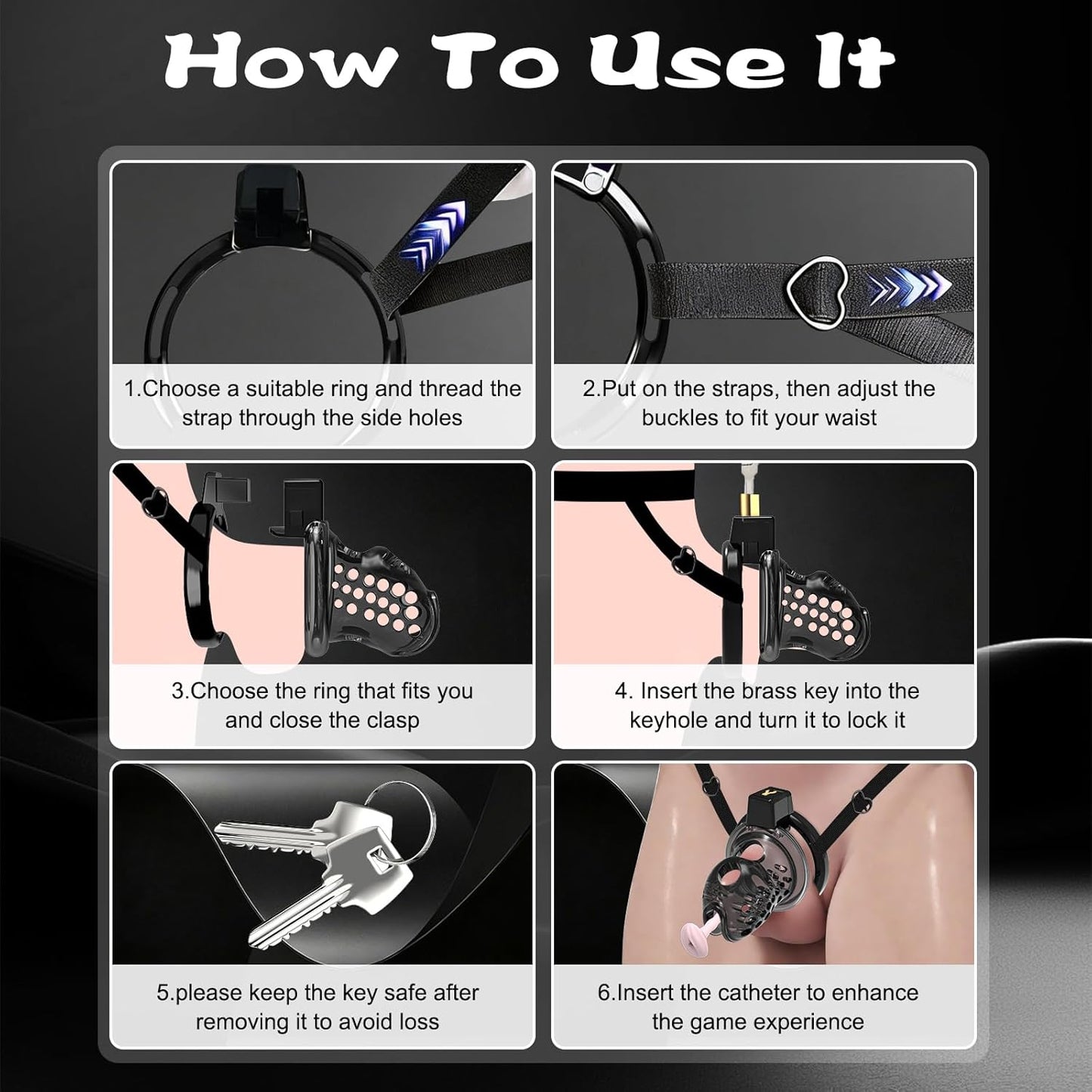 Invisible Lock Chastity Cage Device Lightweight Bondage Gear with 4 Ring Sizes