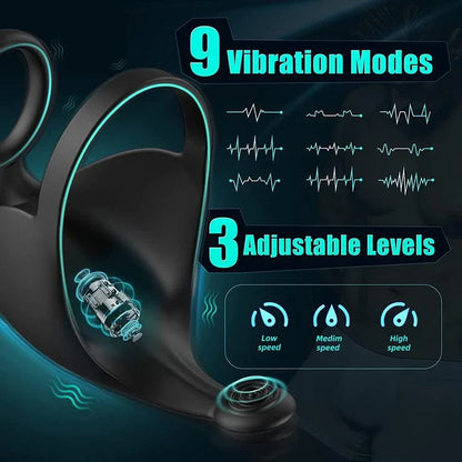 App-controlled Cock Ring Penis Trainer Vibrator Testicle Stimulator with 9 Vibration Modes