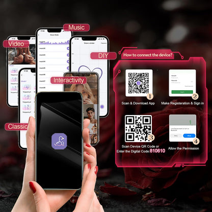 Remote Control & App Portable Rose Vibrator Clitoral Vibrator with 10 Vibration Modes