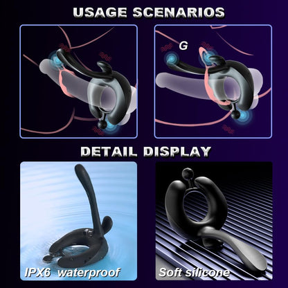 3 IN 1 Cock Ring Penis Trainer Vibrator Massager with 7 Powerful Vibration Modes