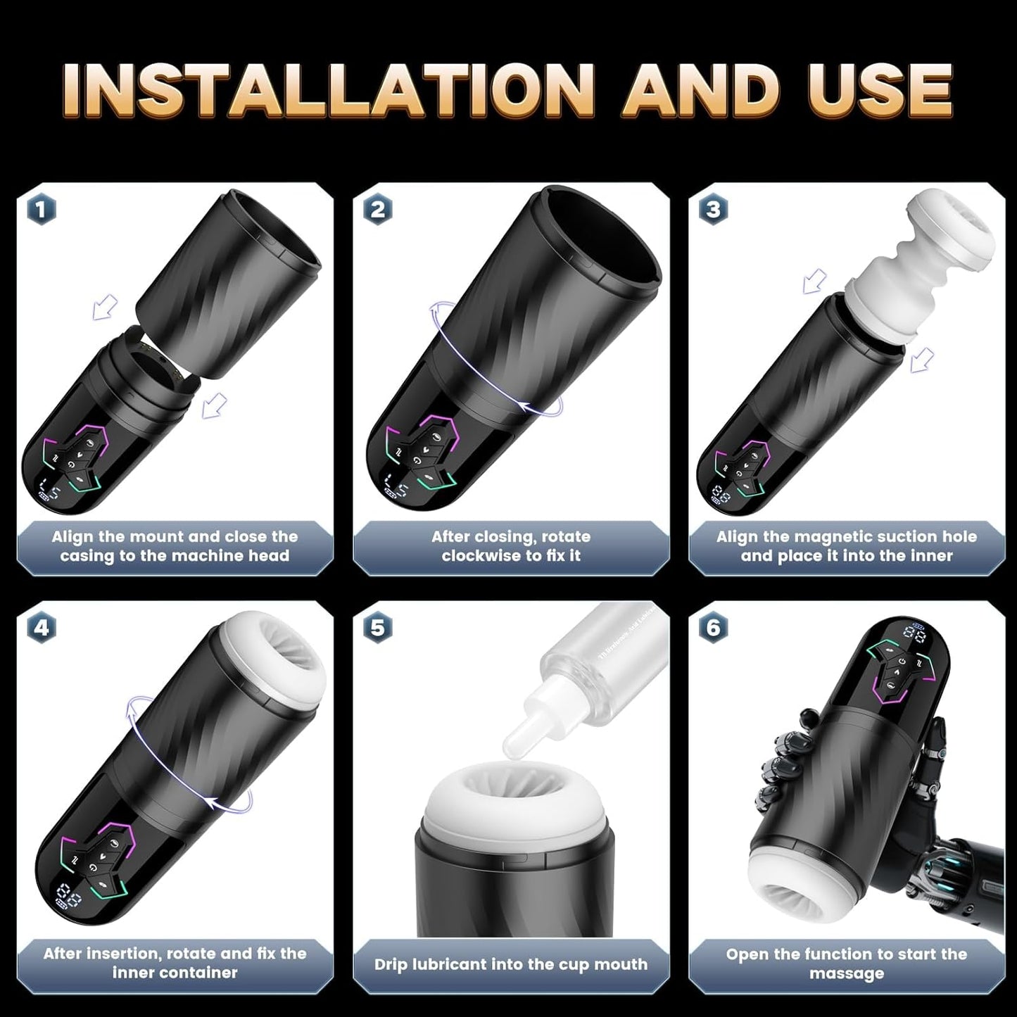 Automatic Masturbator Stroker Blowjob with 10 Vibrating & Licking 7 Thrusting & 5 Sucking