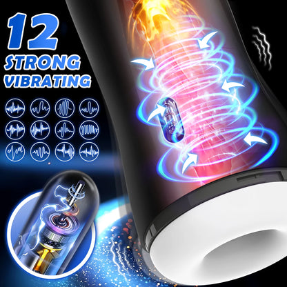 Automatic Masturbator Penis Stroker with 12 Vibrating & 4 Sucking Modes