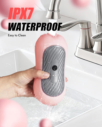 Squeezable Pocket Pussy Stroker Blowjob Masturbator with 8 Vibration & Suction Modes
