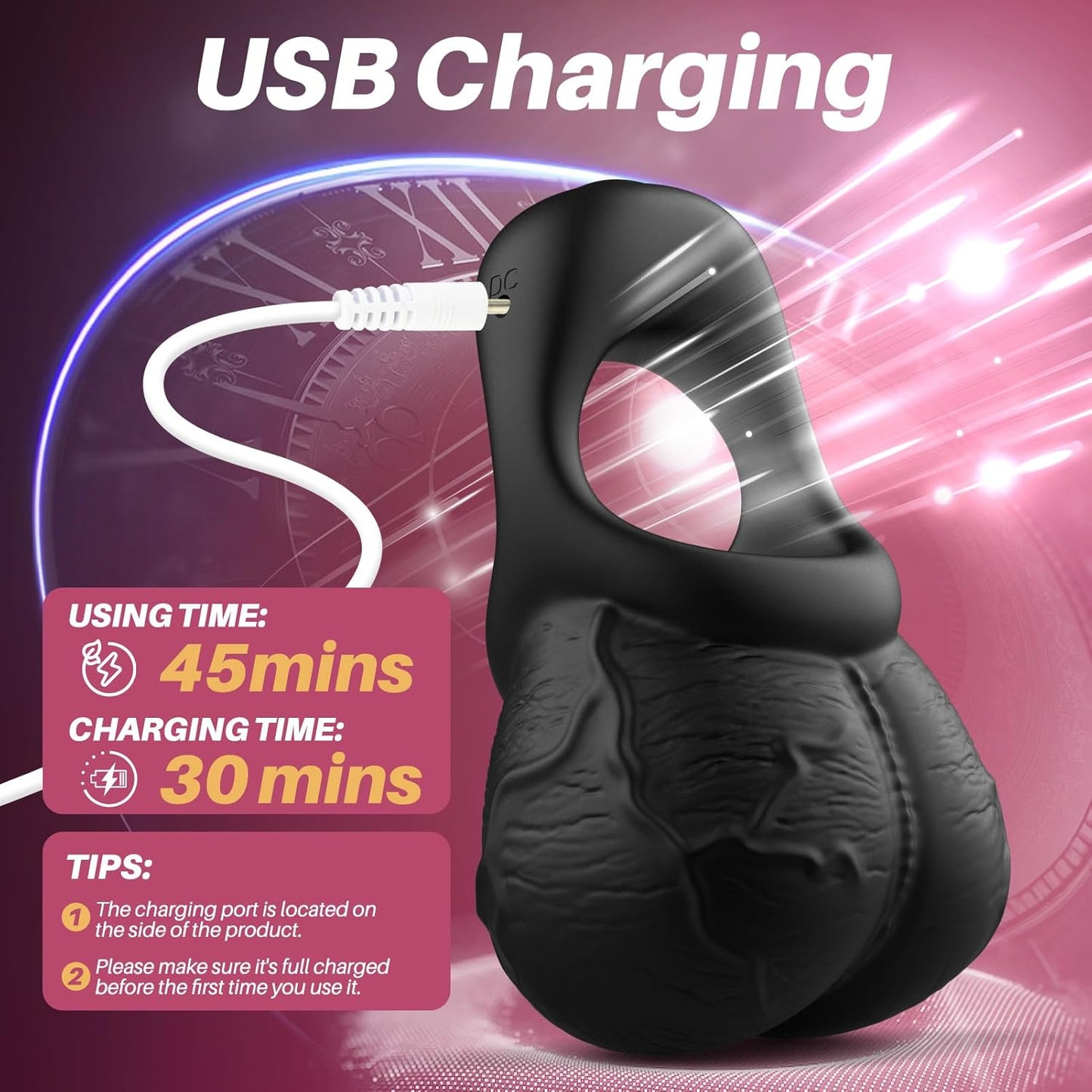 2 IN 1 Cock Ring & Balls Pouch Multifunctional Penis Trainer with 9 Vibration Modes