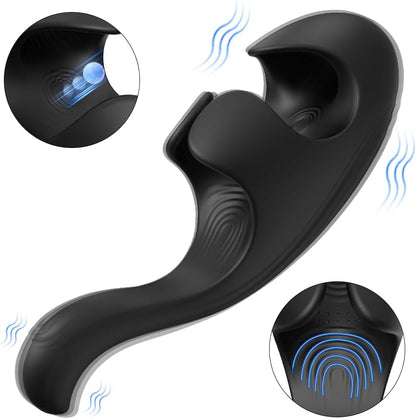 Squeezable Penis Trainer Vibrator Stroker Masturbator with 9 Flapping & Vibrating Modes
