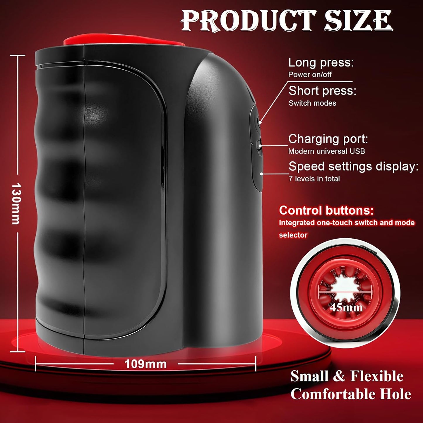 Hands-Free Penis Trainer Vibrator Stoker with 7 Thrusting & 7 Rotating Modes