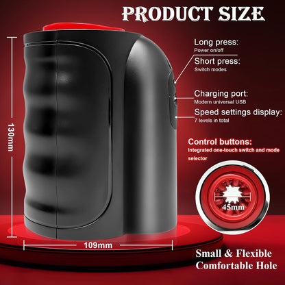 Hands-Free Penis Trainer Vibrator Stoker with 7 Thrusting & 7 Rotating Modes