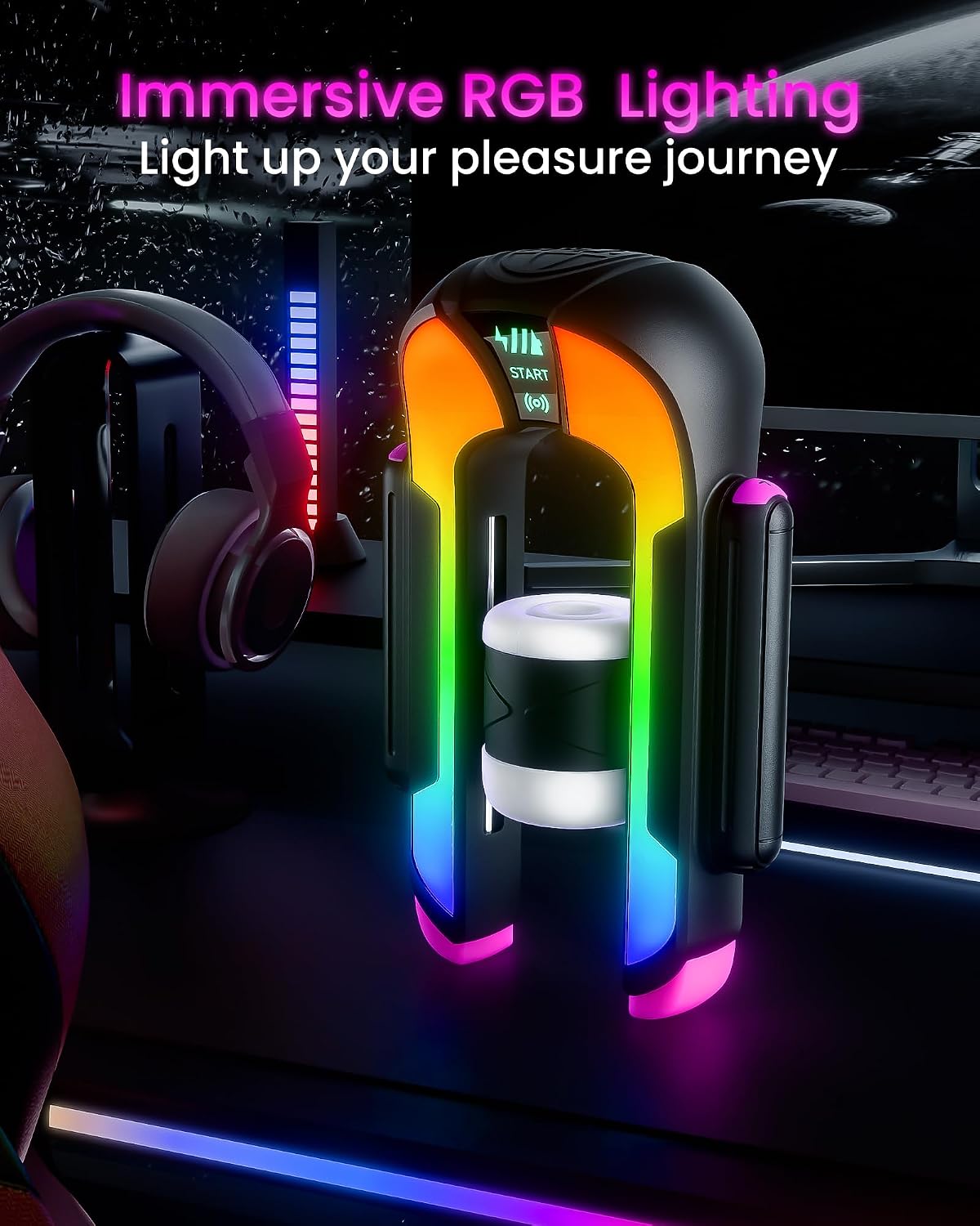 RGB Lighting Automatic Masturbator Sex Machine with 4 Stroke Modes × 4 Speed Levels