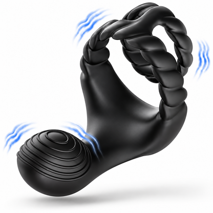 3 IN 1 Cock Ring Penis Trainer Vibrator Testicle Stimulator with 10 Vibration Modes