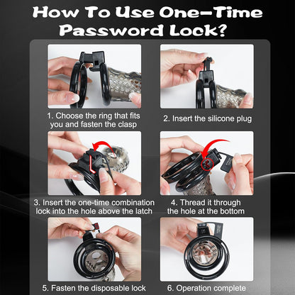 Invisible Lock Chastity Cage Device Lightweight Bondage Gear with 4 Ring Sizes