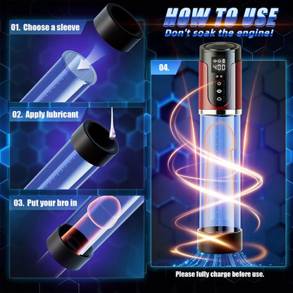 2 IN 1 Automatic Masturbator Penis Pump Enlarger with 4 Training & 3 Suction Modes