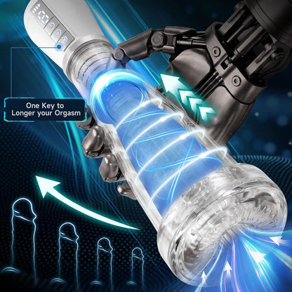 Digital Display Automatic Masturbator Penis Pump Stroker with 5 Suction + 9 Vibration