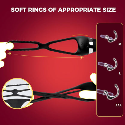 4 IN 1 Penis Ring Anal Plug Prostate Massager with 9 Vibrating Modes