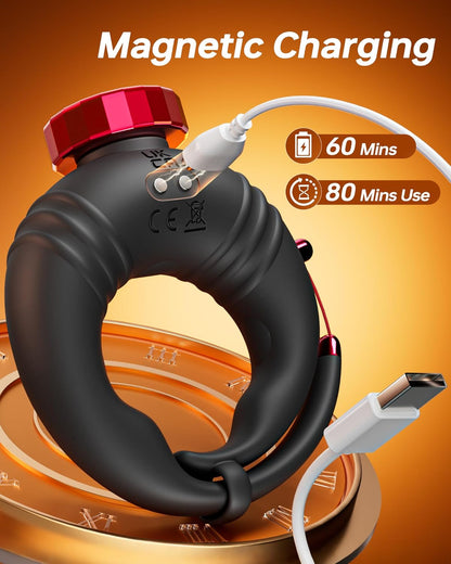 Adjustable Open-Ended Penis Ring Vibrator with 10 Vibration Modes