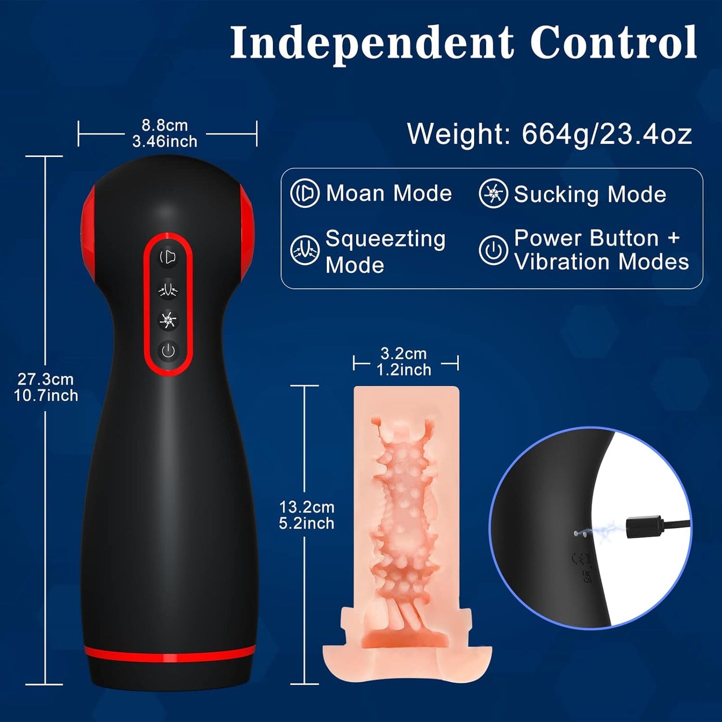 Automatic Blowjob Machine Masturbator with 10 Vibrating & 7 Sucking & 7 Squeezing
