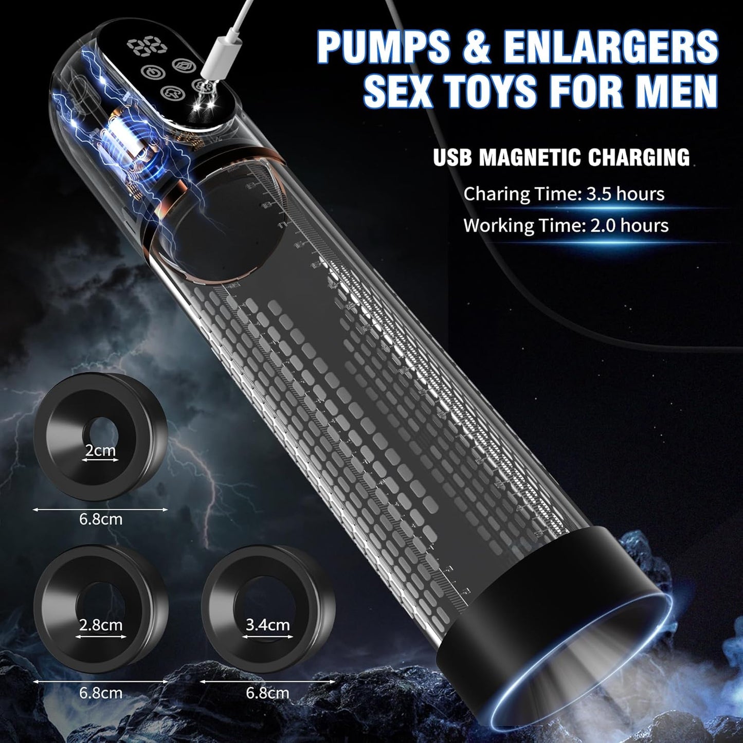 Automatic Penis Water Pump Dick Enlarger Trainer with 7 Sucking & Training Modes