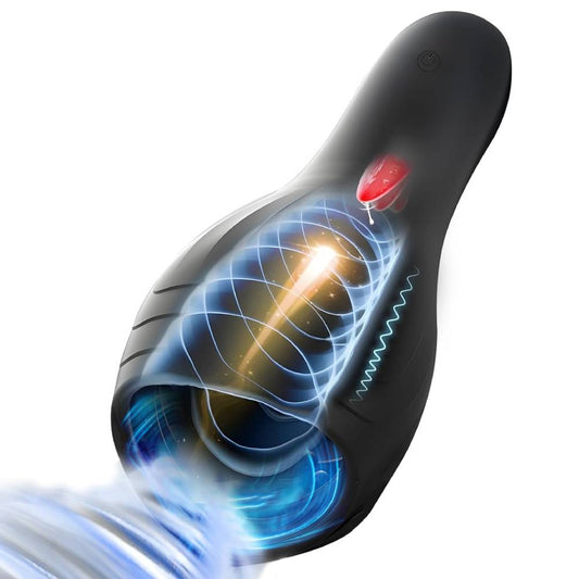 Penis Vibrator Glans Trainer Masturbator with 10 Vibrating & 5 Tongue Licking Modes