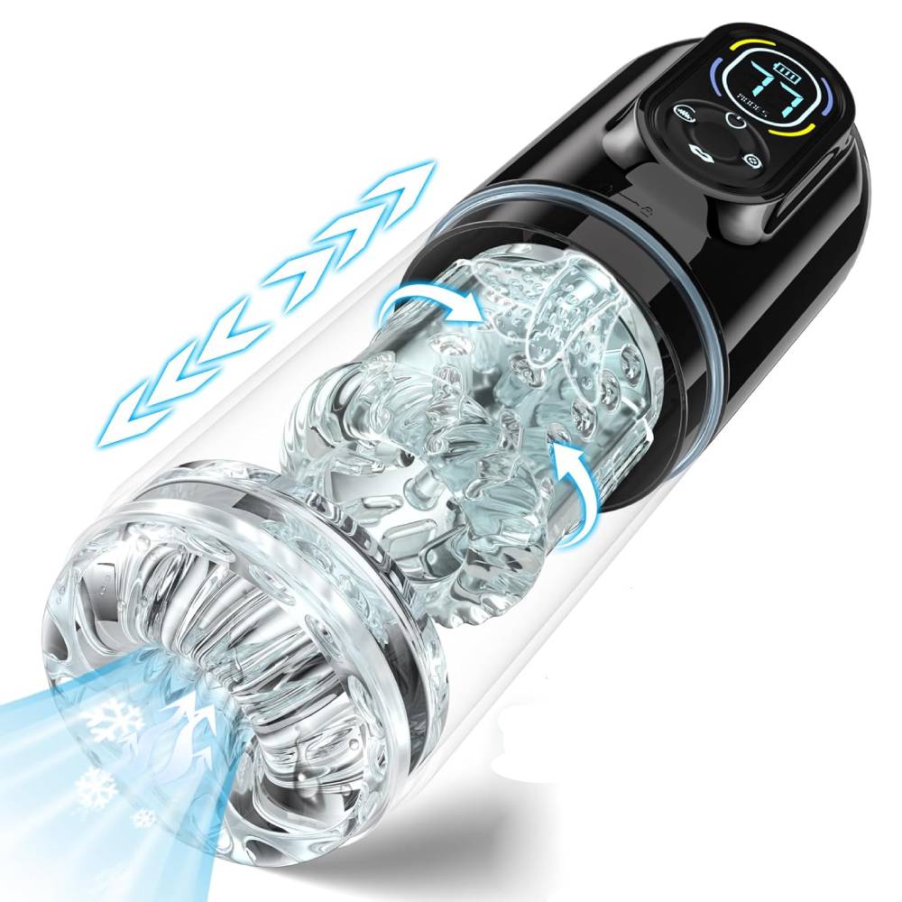 Automatic Masturbator Penis Pump with 7 Sucking Vibrating Thrusting Rotating & Licking Modes