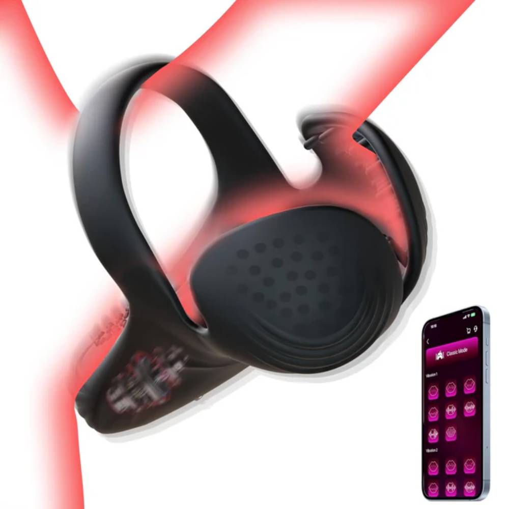 Triple Stimulations Penis Trainer Vibrator Cock Ring with 10 Intense Vibration Modes