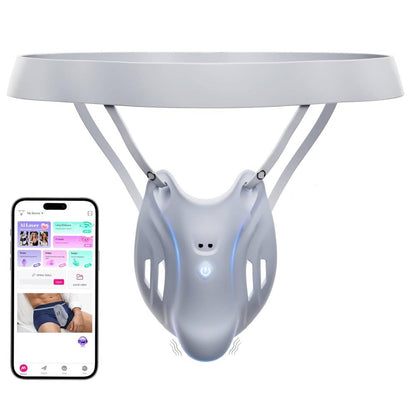 Portable Penis Cage Chastity Belt BDSM Protection Testicle Trainer with with 9 Modes & APP Control